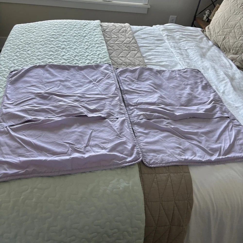 Boho Green & Purple Floral Reversible 3 Pc Bedding Quilt Queen Set Solid Shams